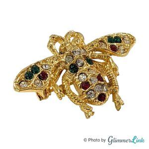 Vintage Bee Wasp Gold Tone Multicolored Brooch